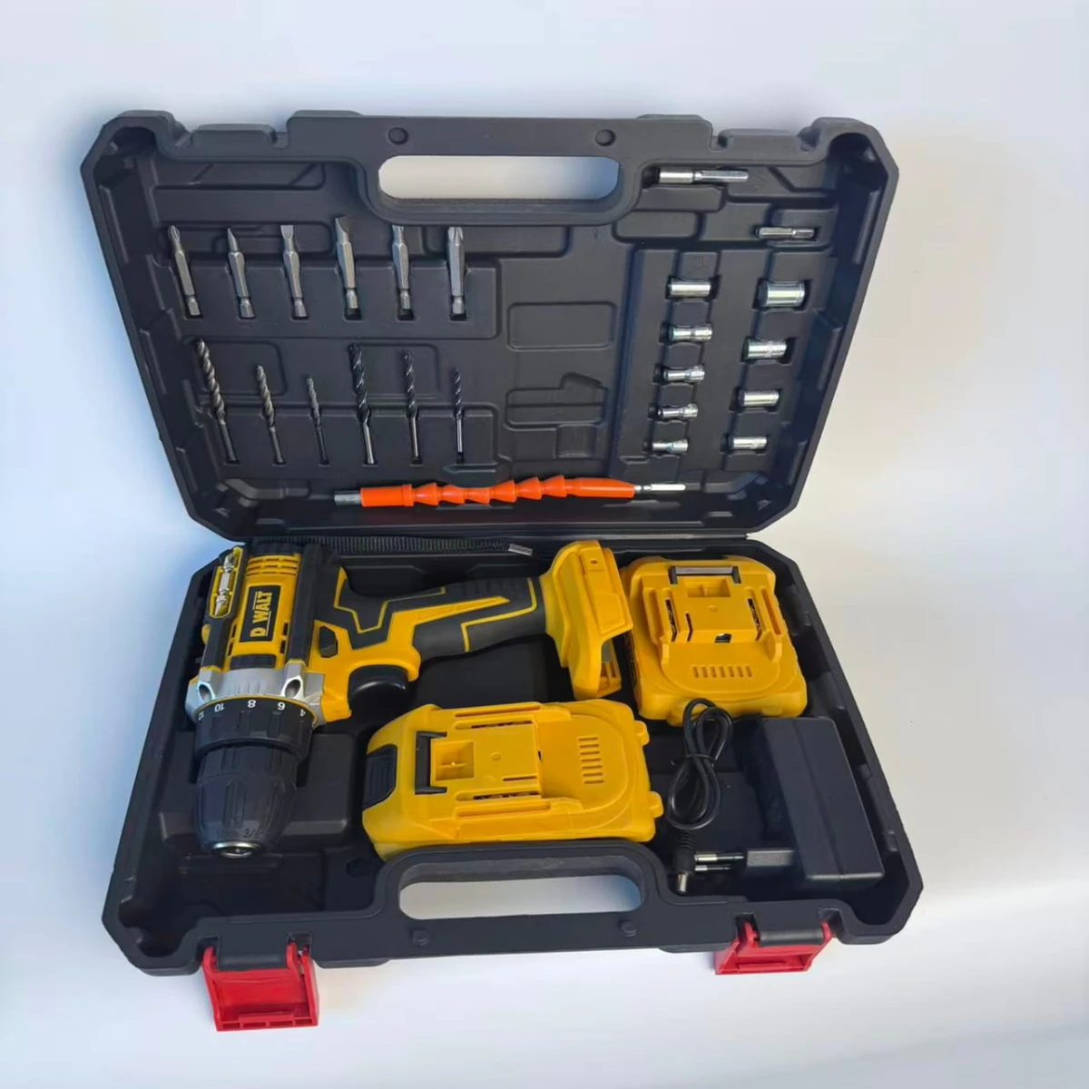 Double Battery Rechargeable D-WALT Cordless Drill machine and 28 pcs tools Set