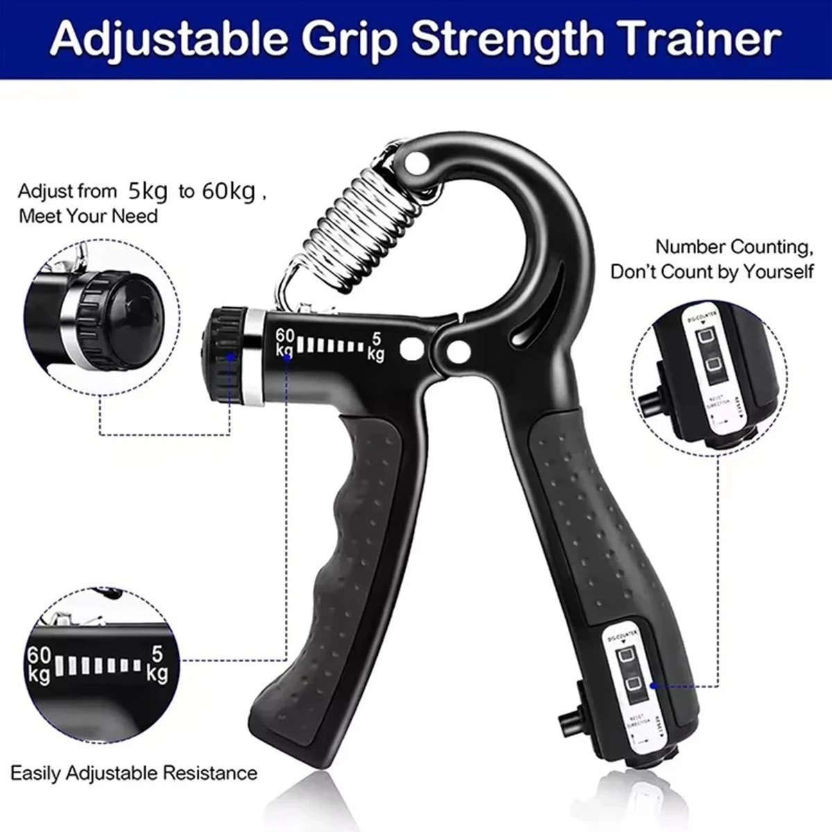 5-60kg Adjustable Hand Gripper