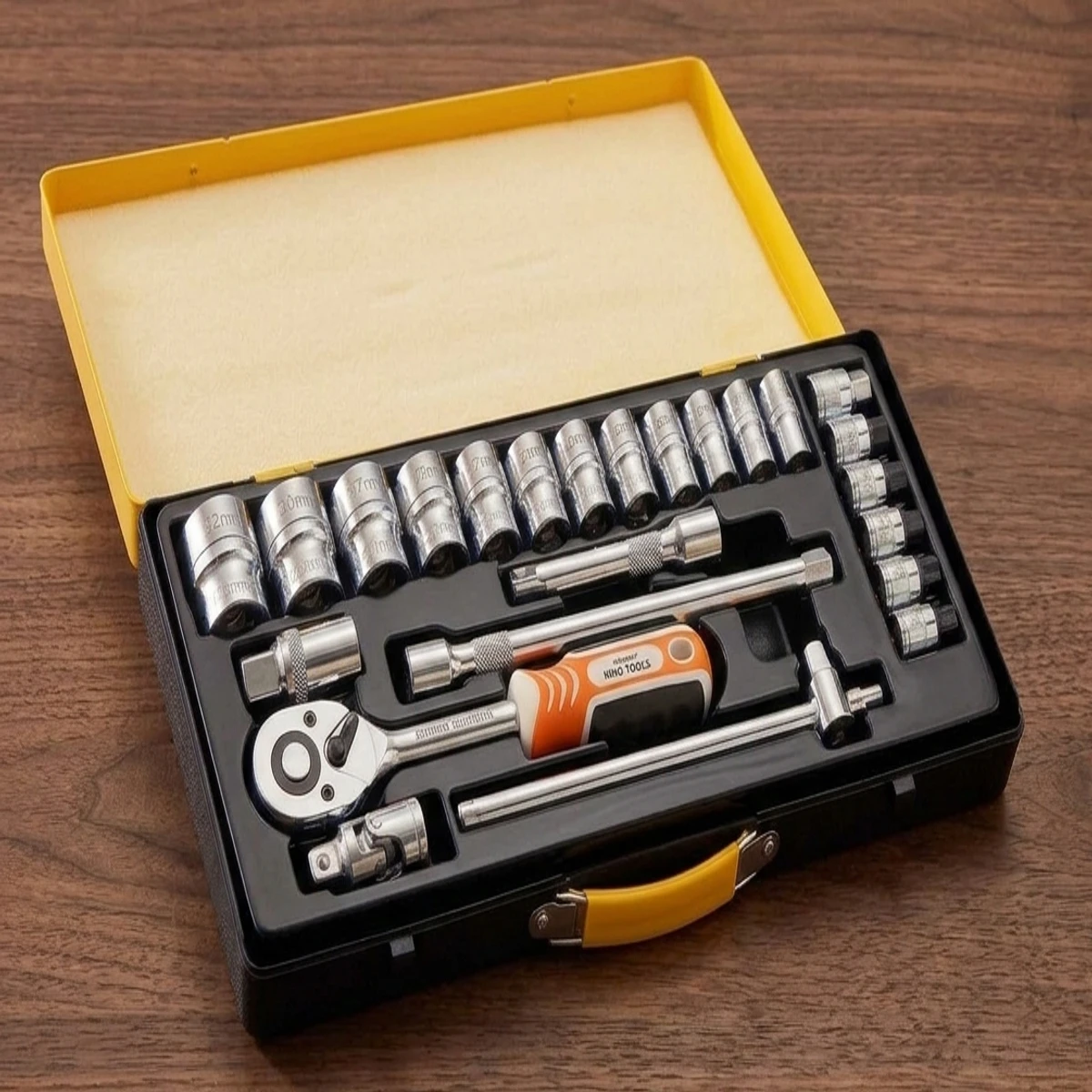 24 Pcs Socket Set, Sockets With Ratchet