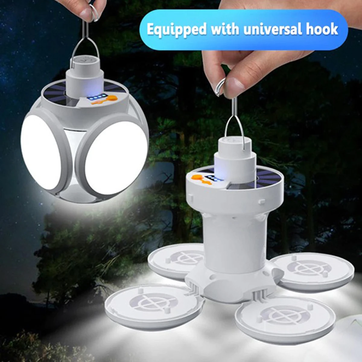 Solar DC Rechargeable Foldable Emergency Light Outdoor Waterproof Camping Lantern