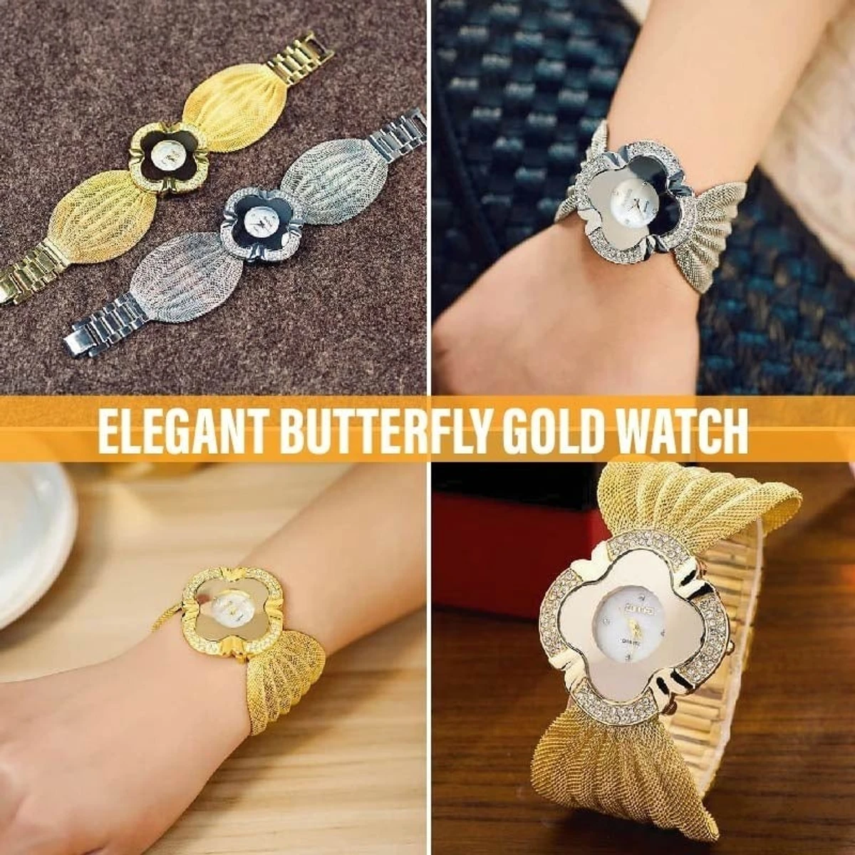 ELEGANT BUTTERFLY GOLD WATCH