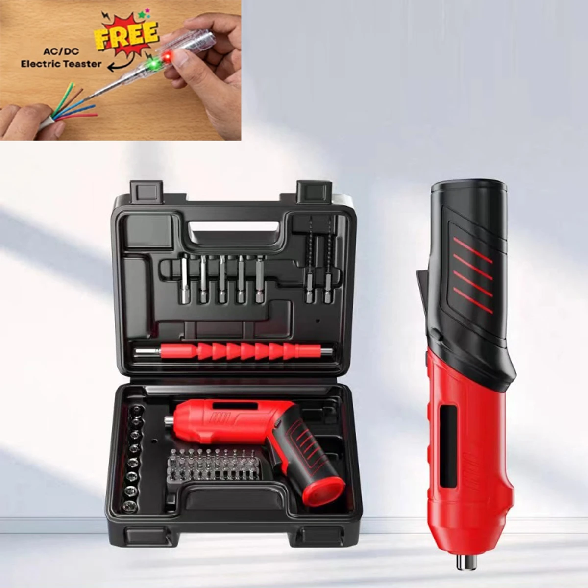 COmbo Set = Cordless Screwdriver 47pcs + Smart Electric Teaster