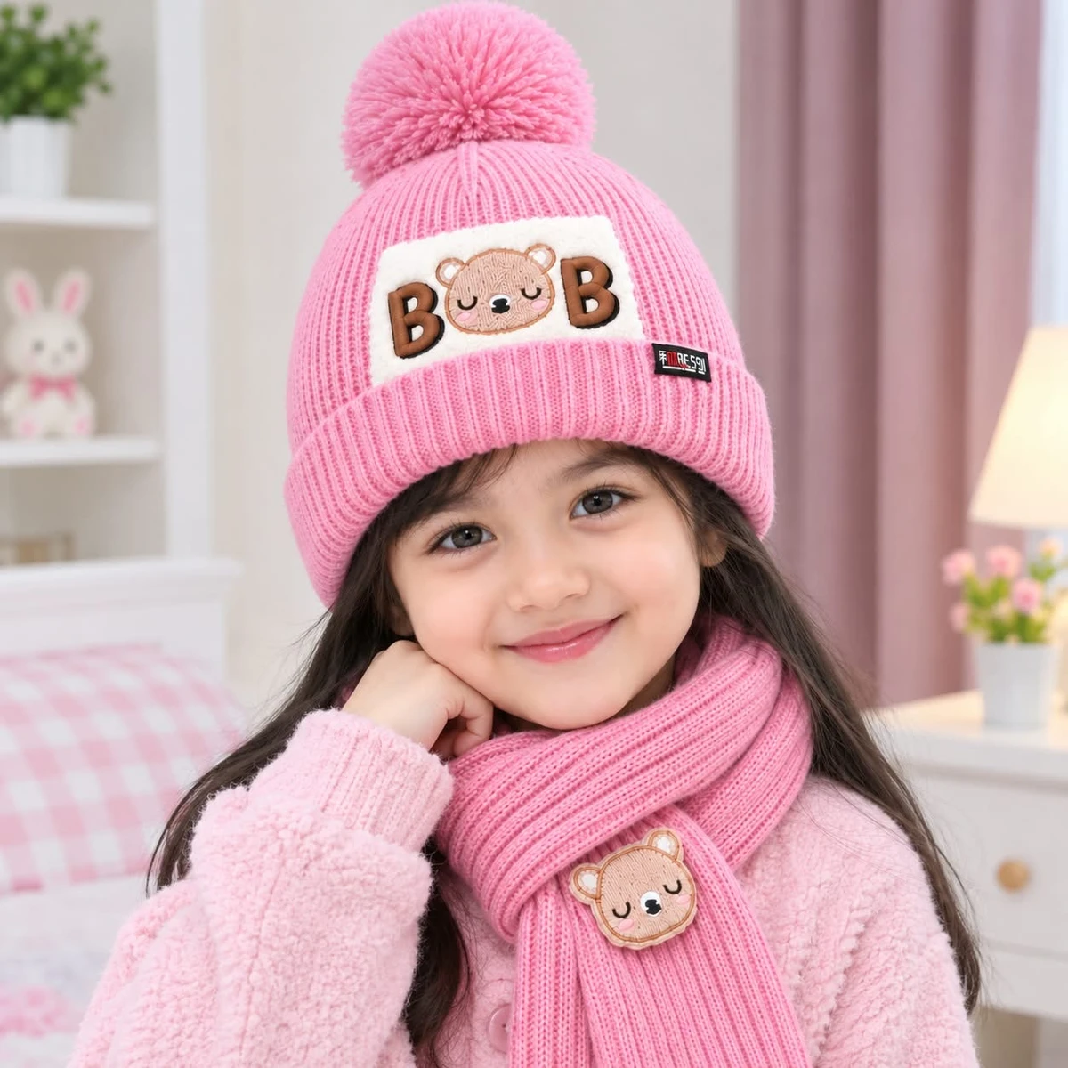Baby Winter Cap With Maflar Boys & Girls