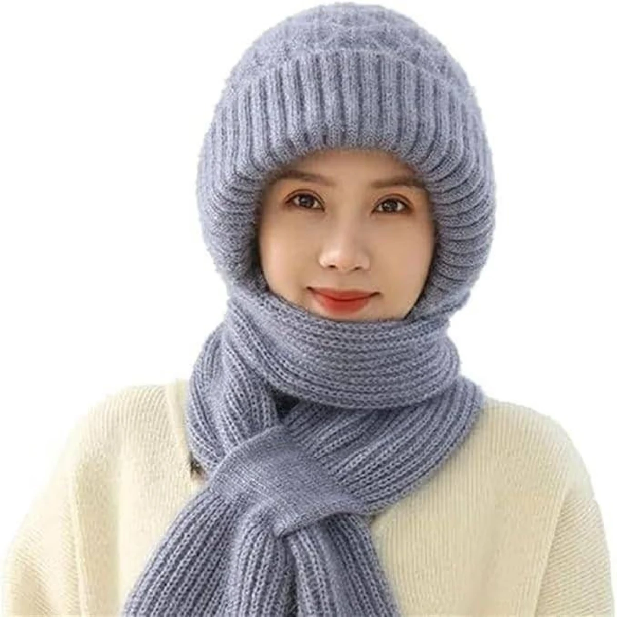 Ear Protection Windproof Cap Scarf  ( Greyish-Blue )