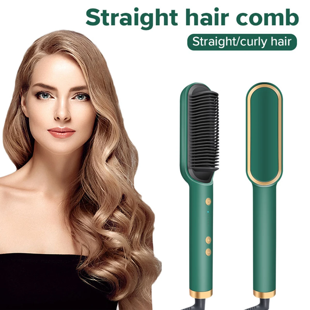 2in1 Hair Straightener + curler Comb Brush