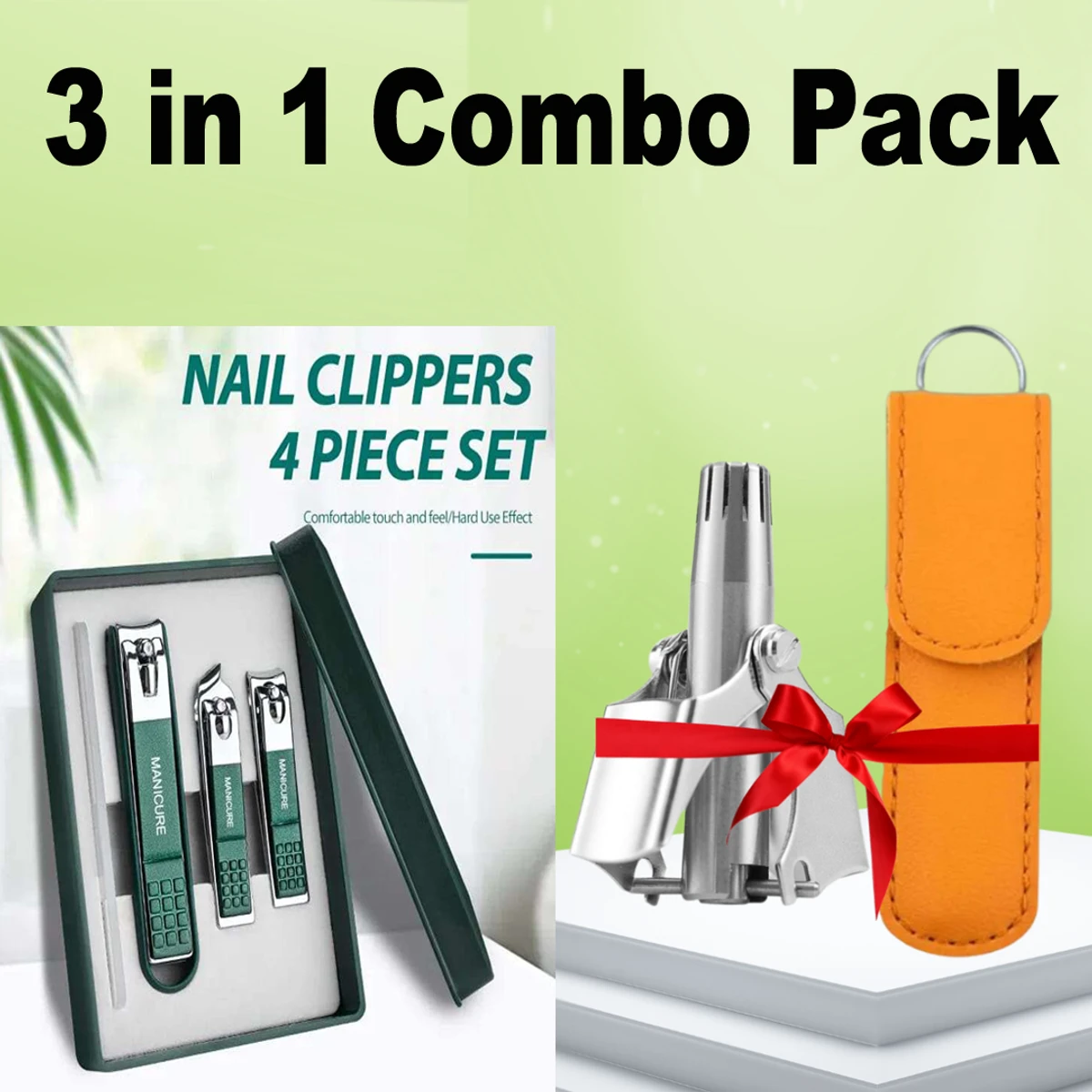 Pocket Nose Hair Trimmer + ইয়ার ক্লিনার টুল (6 পিসি সেট) + Germany Nail Clipper Set Home Nail Clippers A Full Set