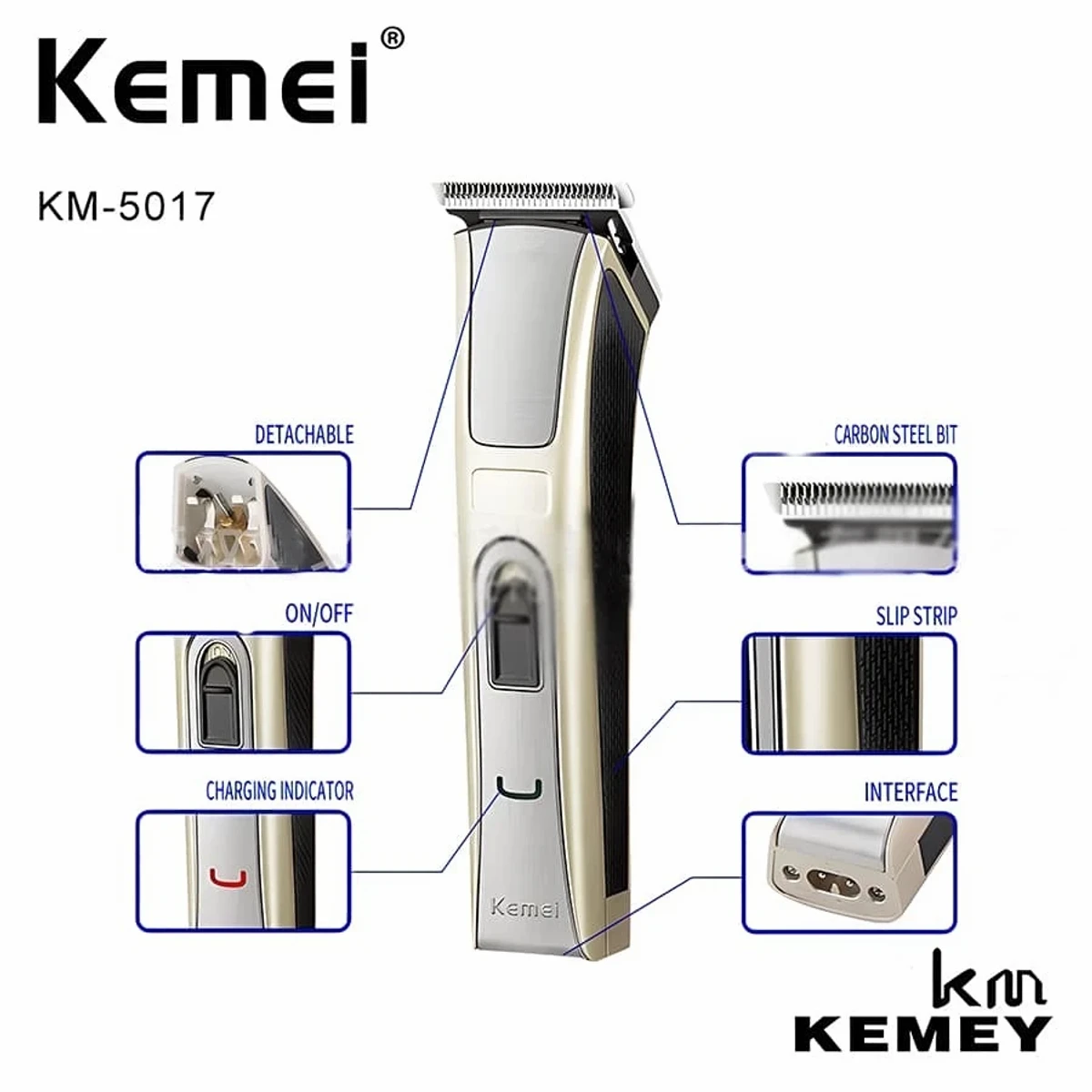 Kemei KM-5017 High Power Rechargeable Hair Trimmer