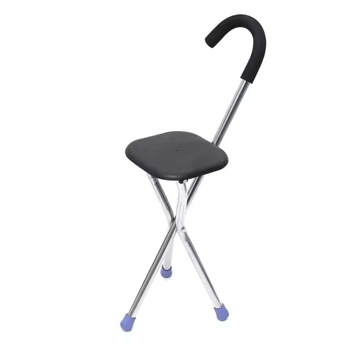 Old Man Crutch Chair Three Legs Fold Multifunction Seat