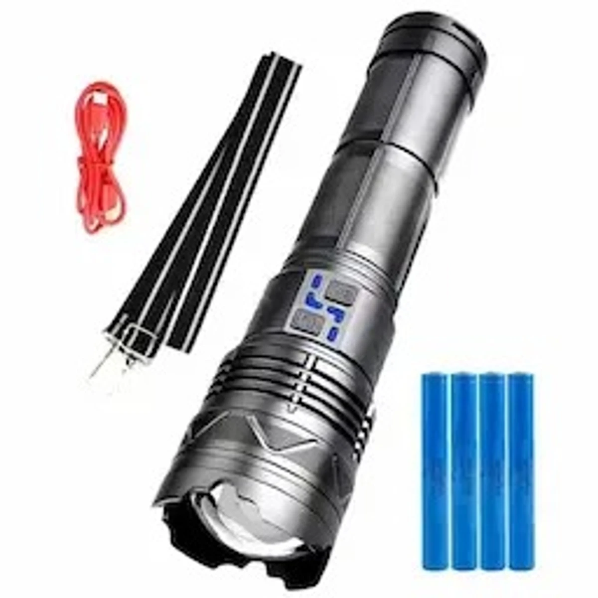30,000 mAh Super Bright Powerful LED Flashlight Rechargeable Zoomable Torch Light and Powerbank