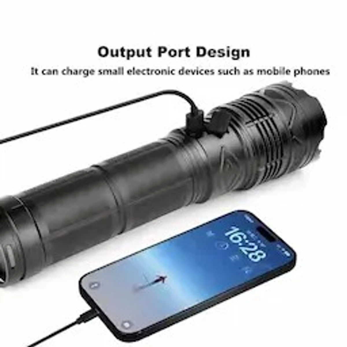 30,000 mAh Super Bright Powerful LED Flashlight Rechargeable Zoomable Torch  Light and Powerbank