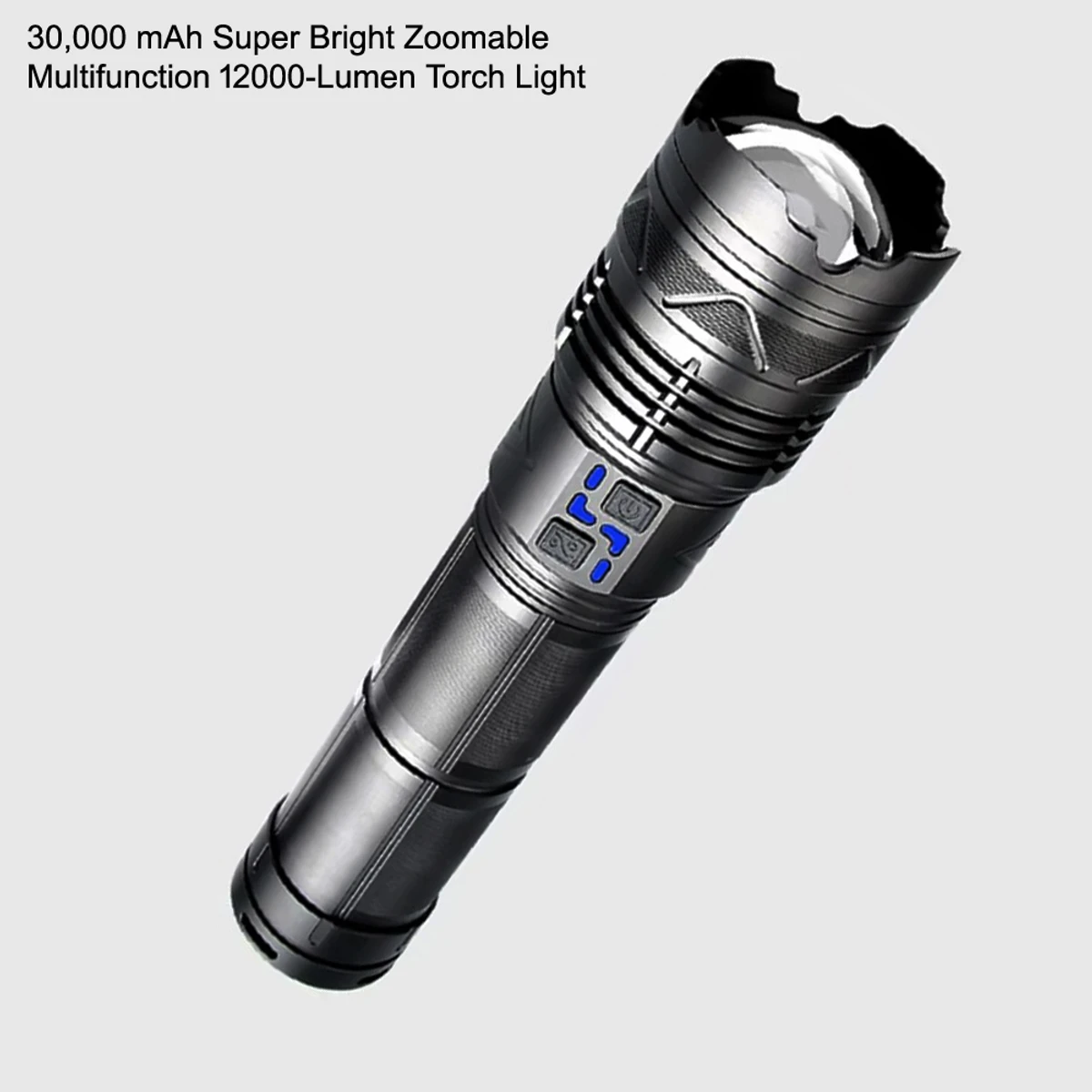 30,000 mAh Super Bright Powerful LED Flashlight Rechargeable Zoomable Torch Light and Powerbank