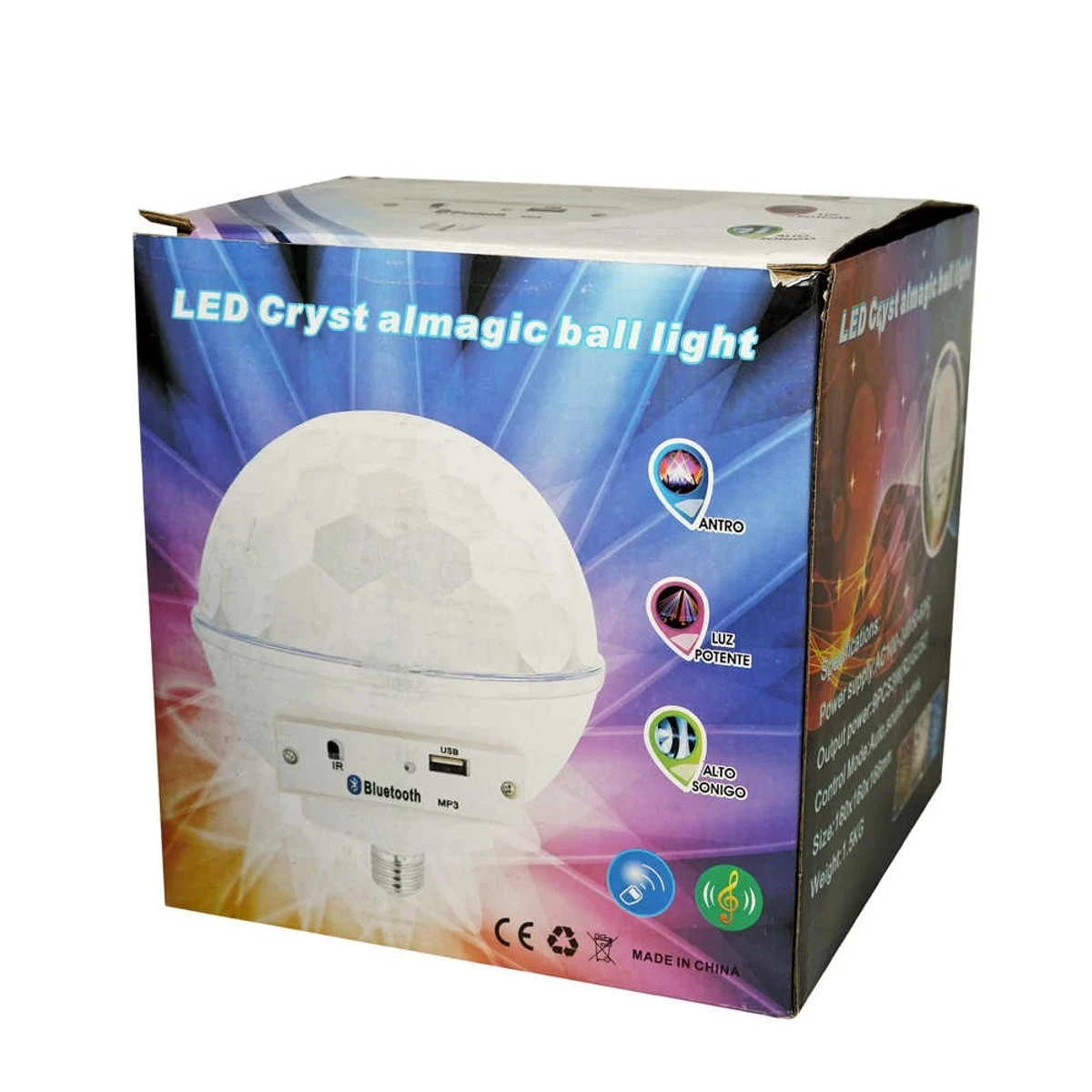 2 in 1 LED RGB Crystal Magic Ball Effect Light and Sound Box