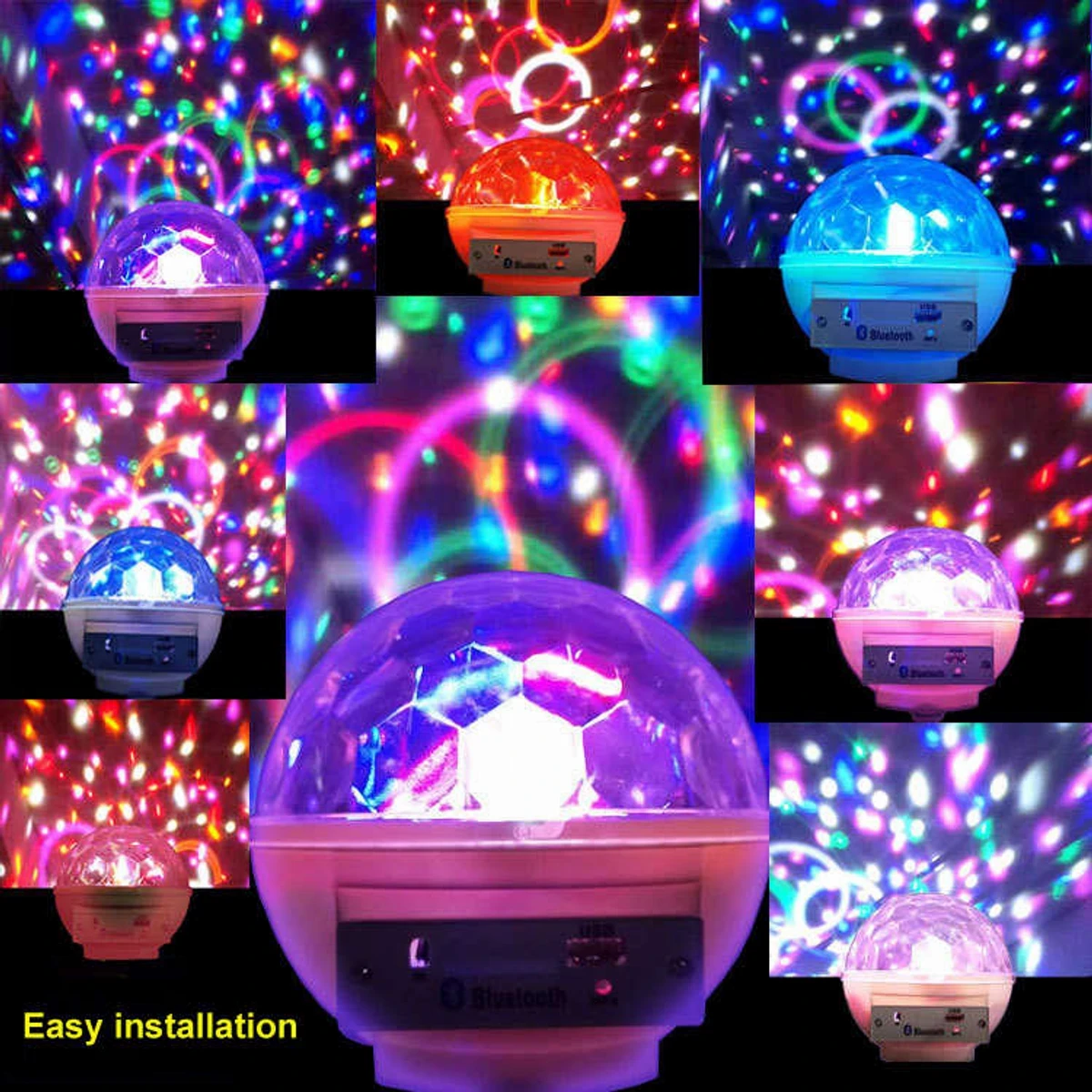 2 in 1 LED RGB Crystal Magic Ball Effect Light and Sound Box