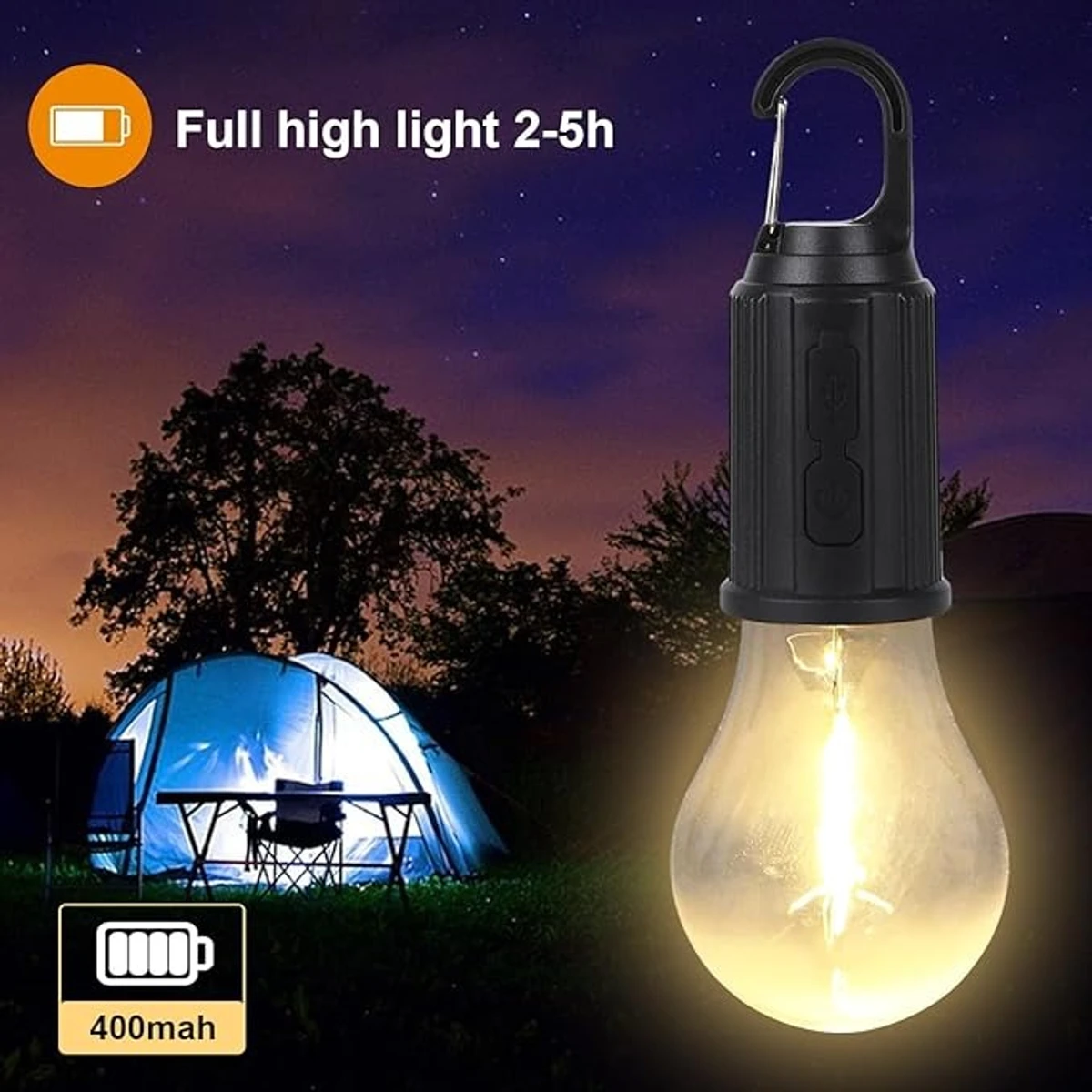 Camping Lamp Type C Charging Retro Bulb Light - ( 3pce )