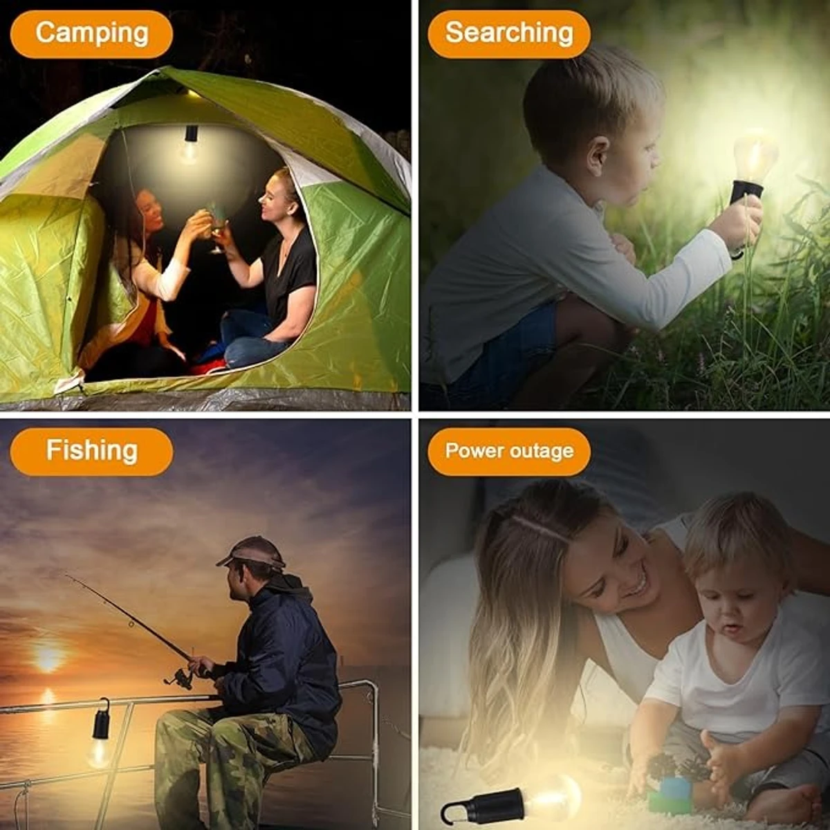 Camping Lamp Type C Charging Retro Bulb Light - ( 3pce )