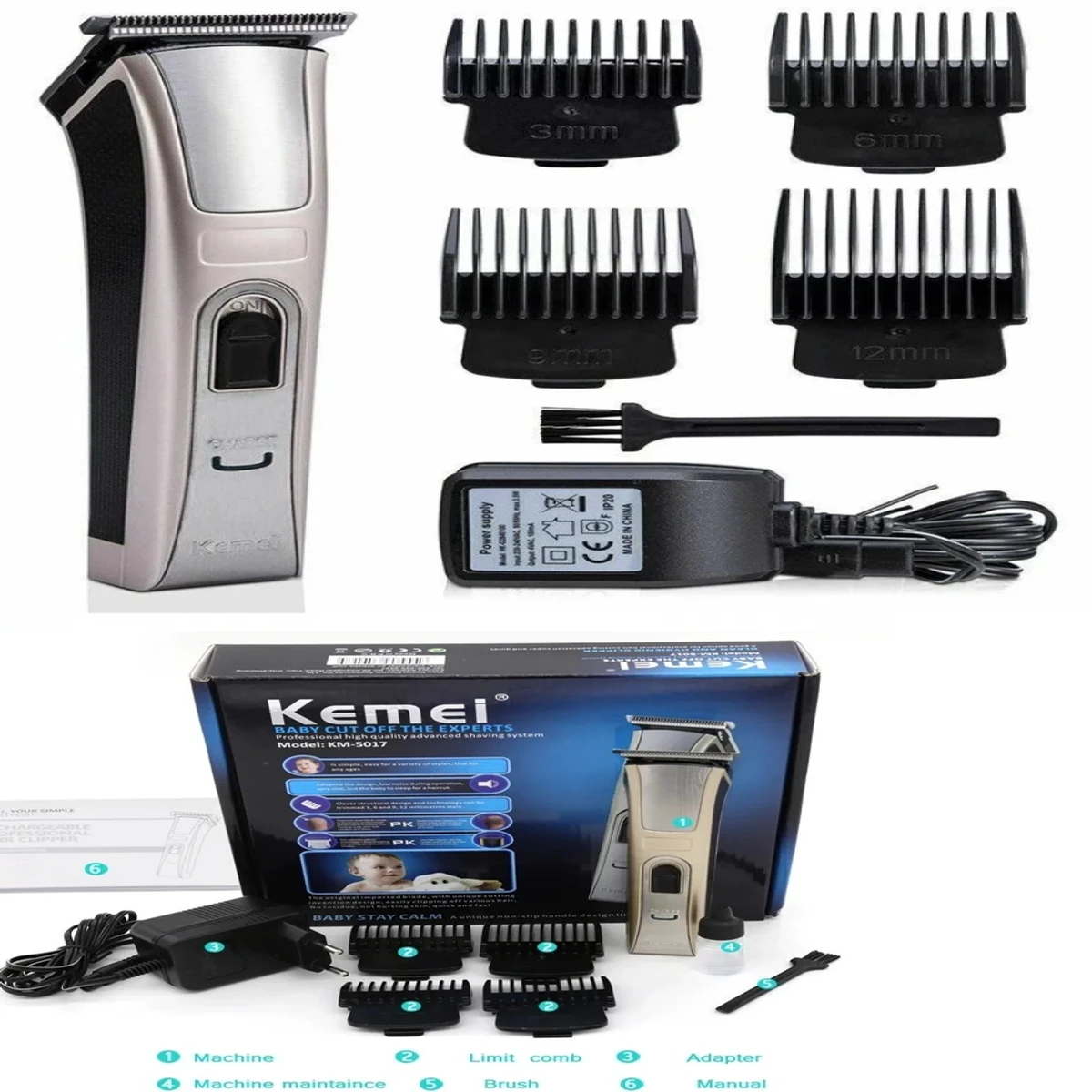 Kemei KM-5017 Hair Clipper/Beard Trimmer