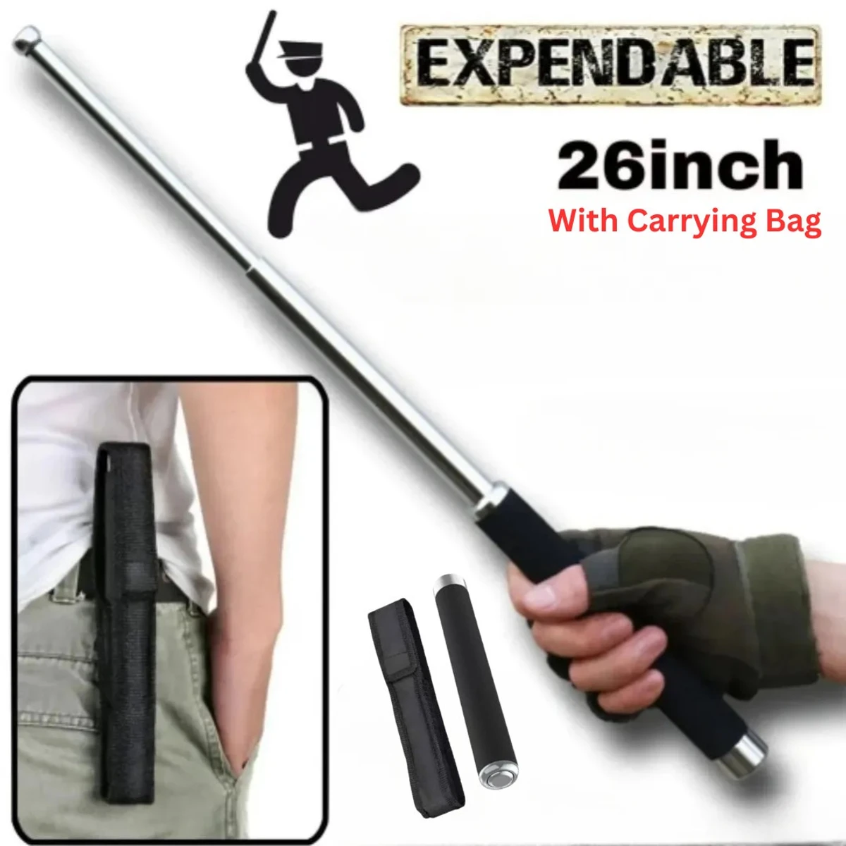 26″ Extendable Self-Defense Stick