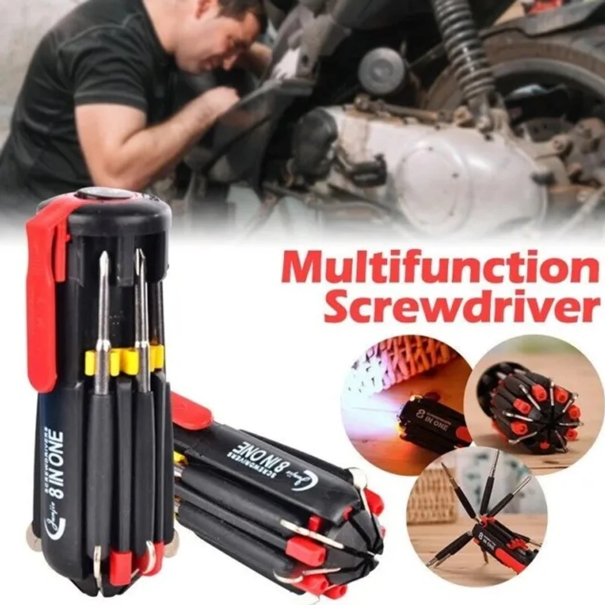 8 In One Multi Screwdriver With Powerful Torch.