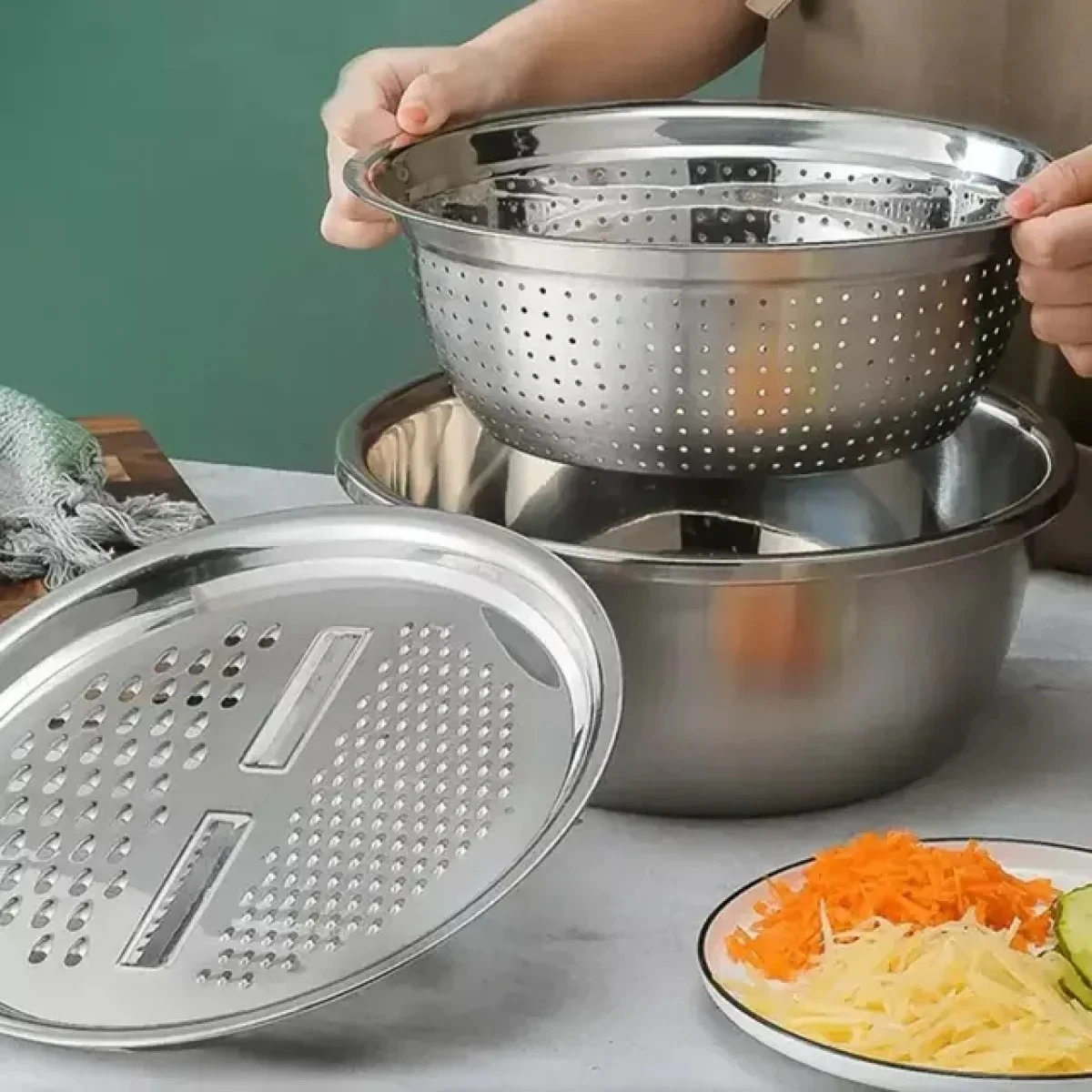 3 in 1 Multifunction Bowl Set (Stainless Steel)