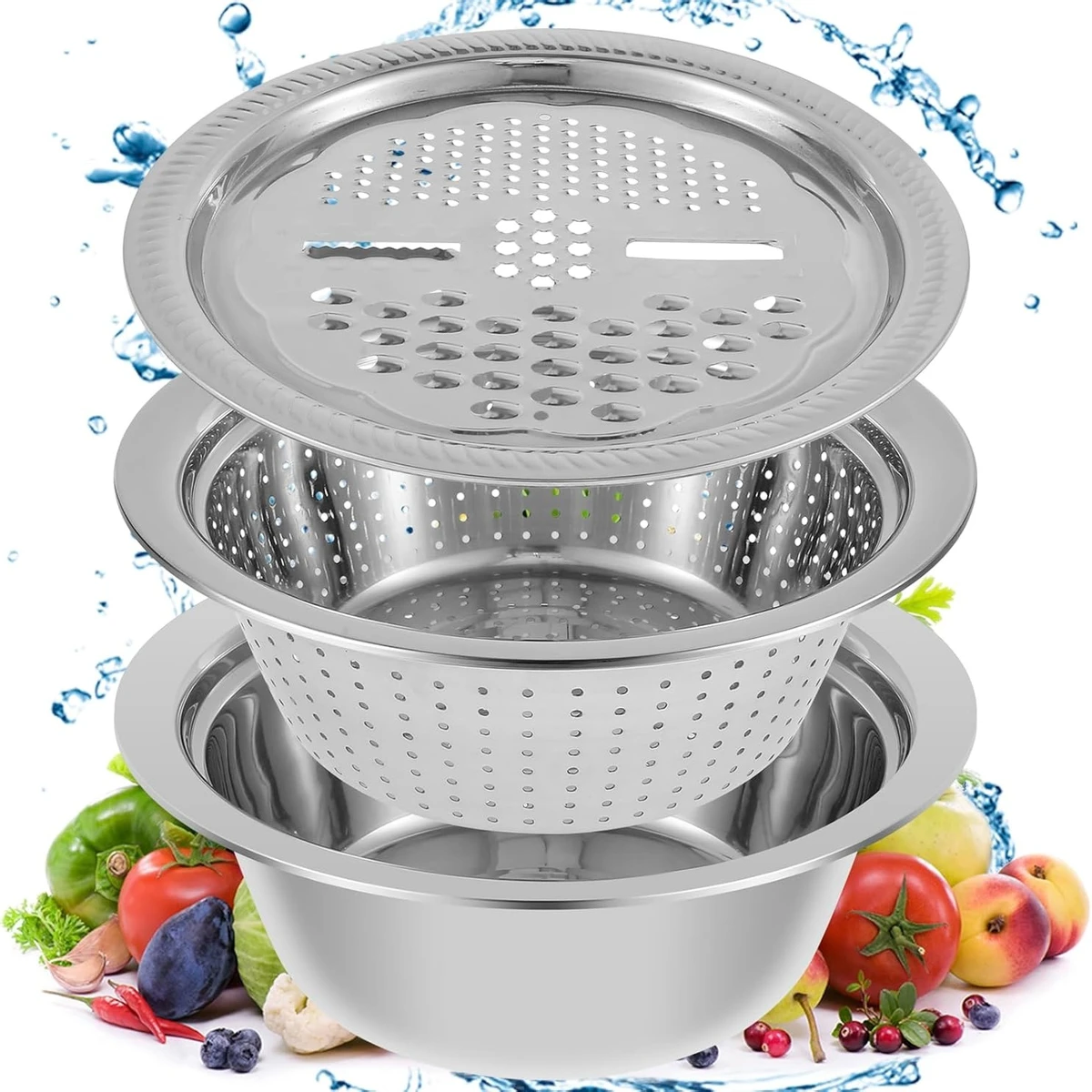 3 in 1 Multifunction Bowl Set (Stainless Steel)