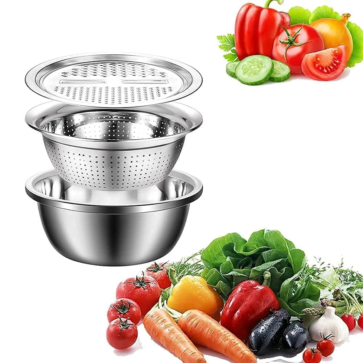 3 in 1 Multifunction Bowl Set (Stainless Steel)