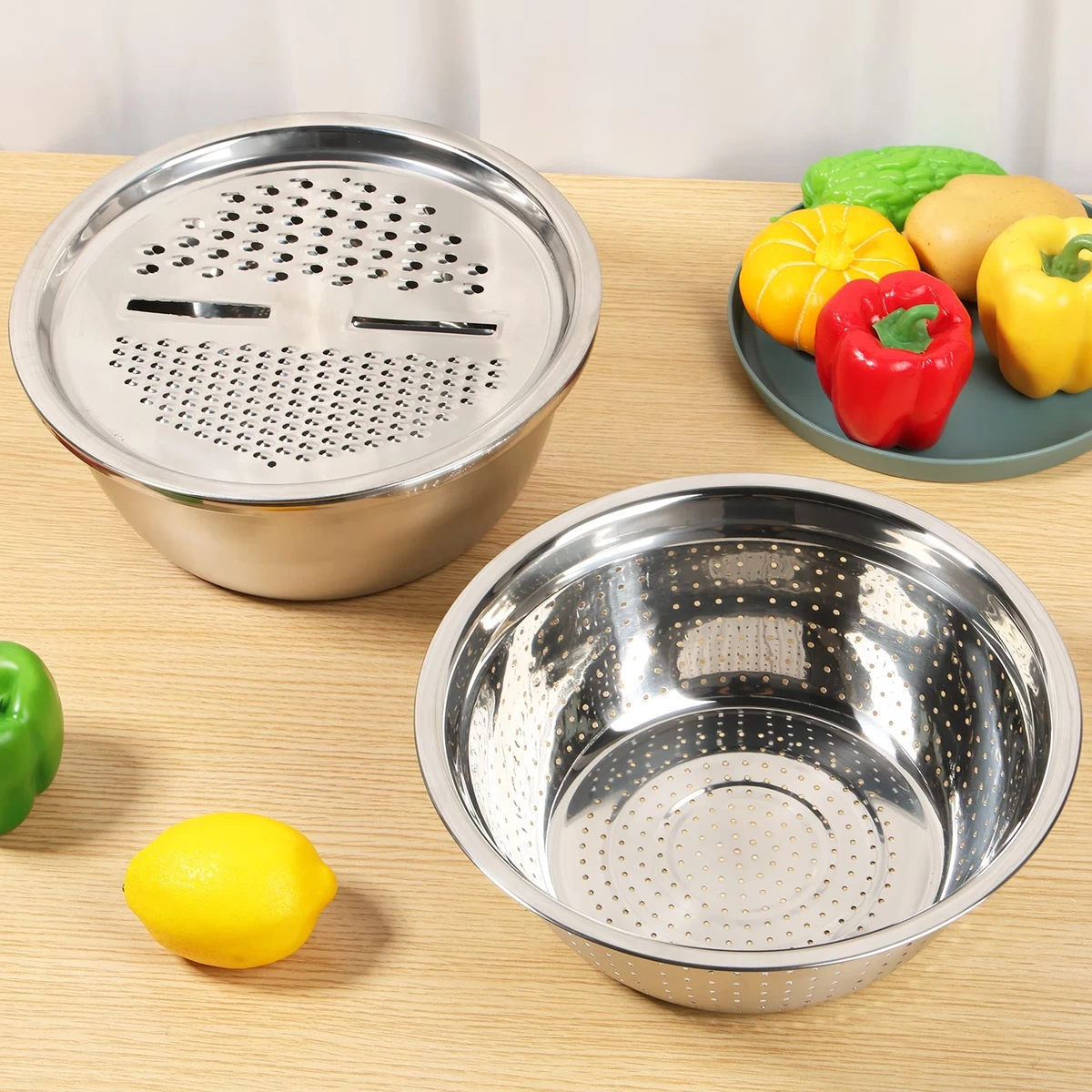 3 in 1 Multifunction Bowl Set (Stainless Steel)