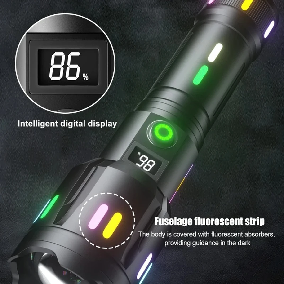 LED Rechargeable Flashlight Tactical Torch WITH POWER BANK ( 9800 mah )