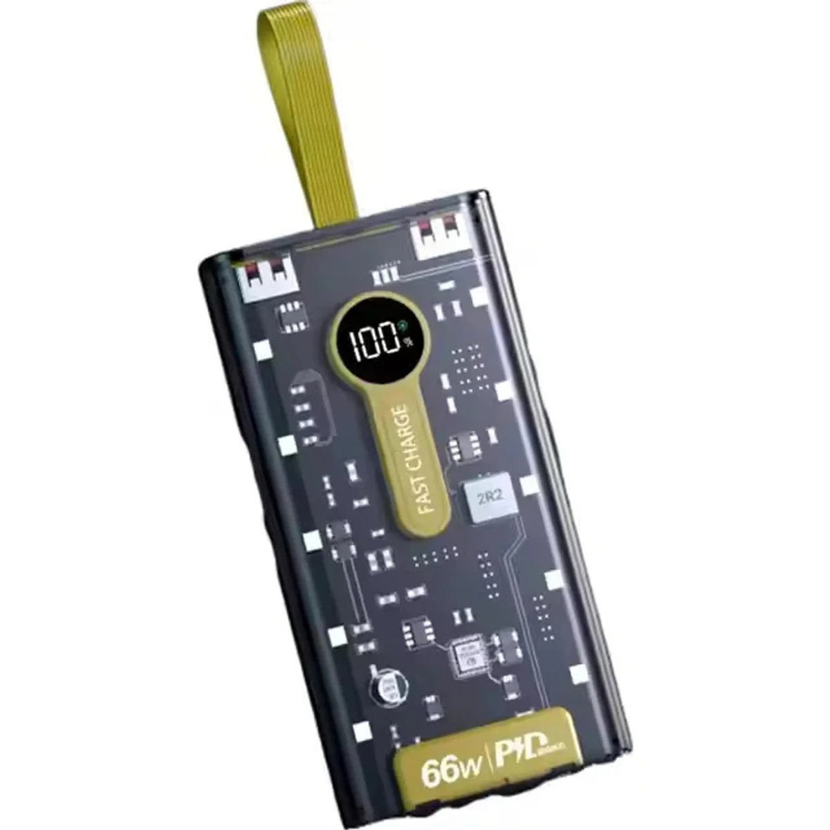 Transparent Power Bank with 4 USB Cable (20000mAh)