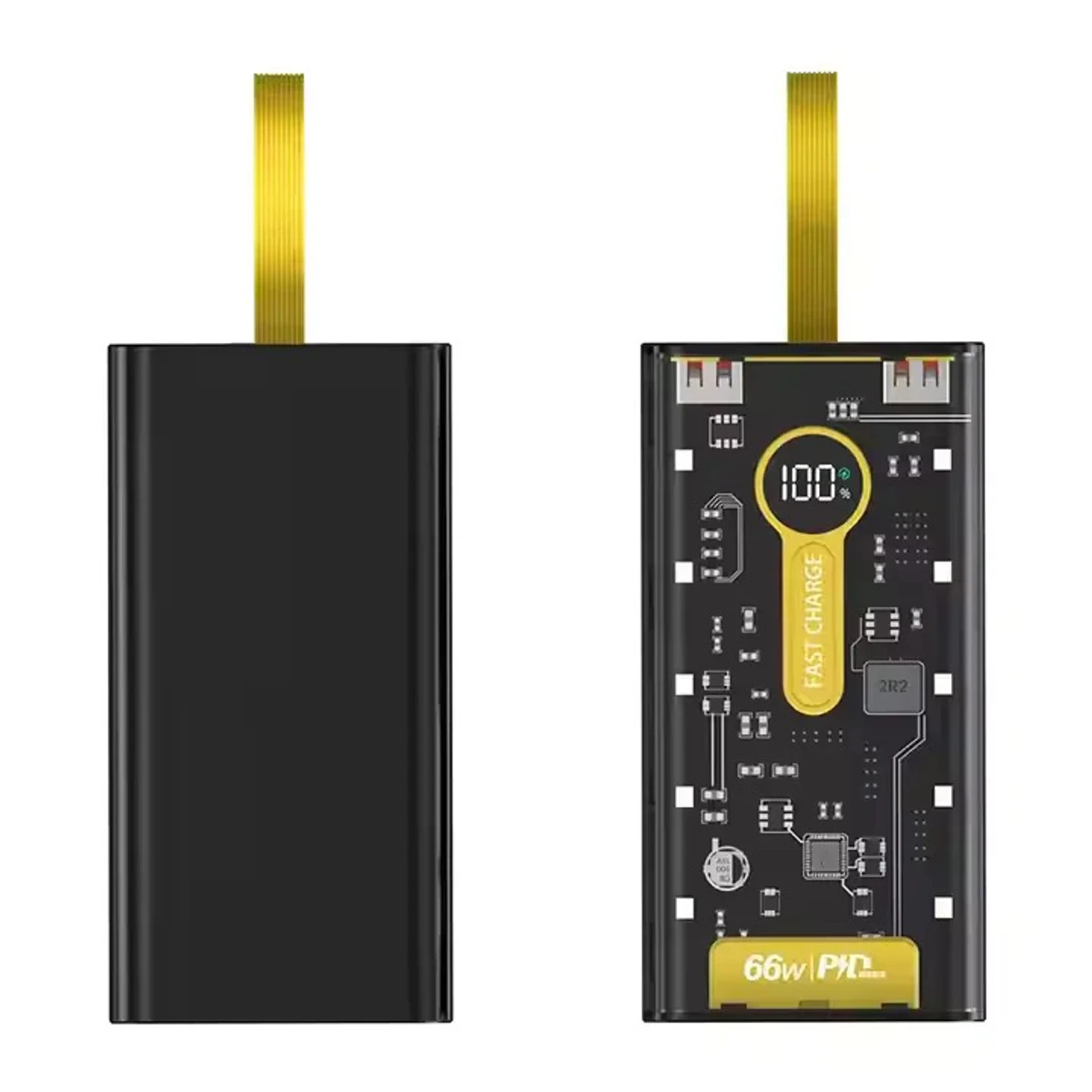 Transparent Power Bank with 4 USB Cable (20000mAh)