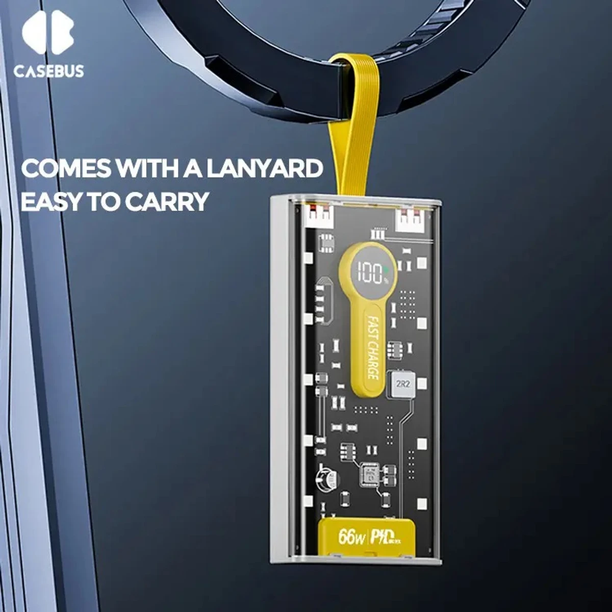 Transparent Power Bank with 4 USB Cable (20000mAh)