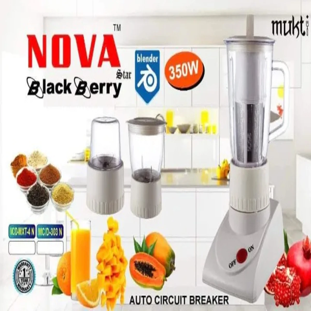 NOVA Black Berry BLENDER and JUICER MXT 4 (4 IN 1)