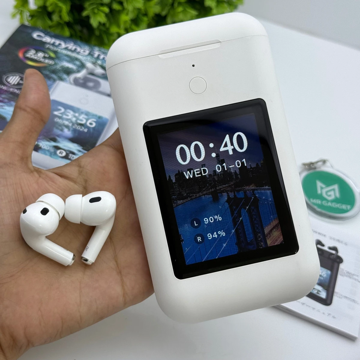 TF20 Box Airpods and 8000 Mah Power bank premium Quality - ( White Color )