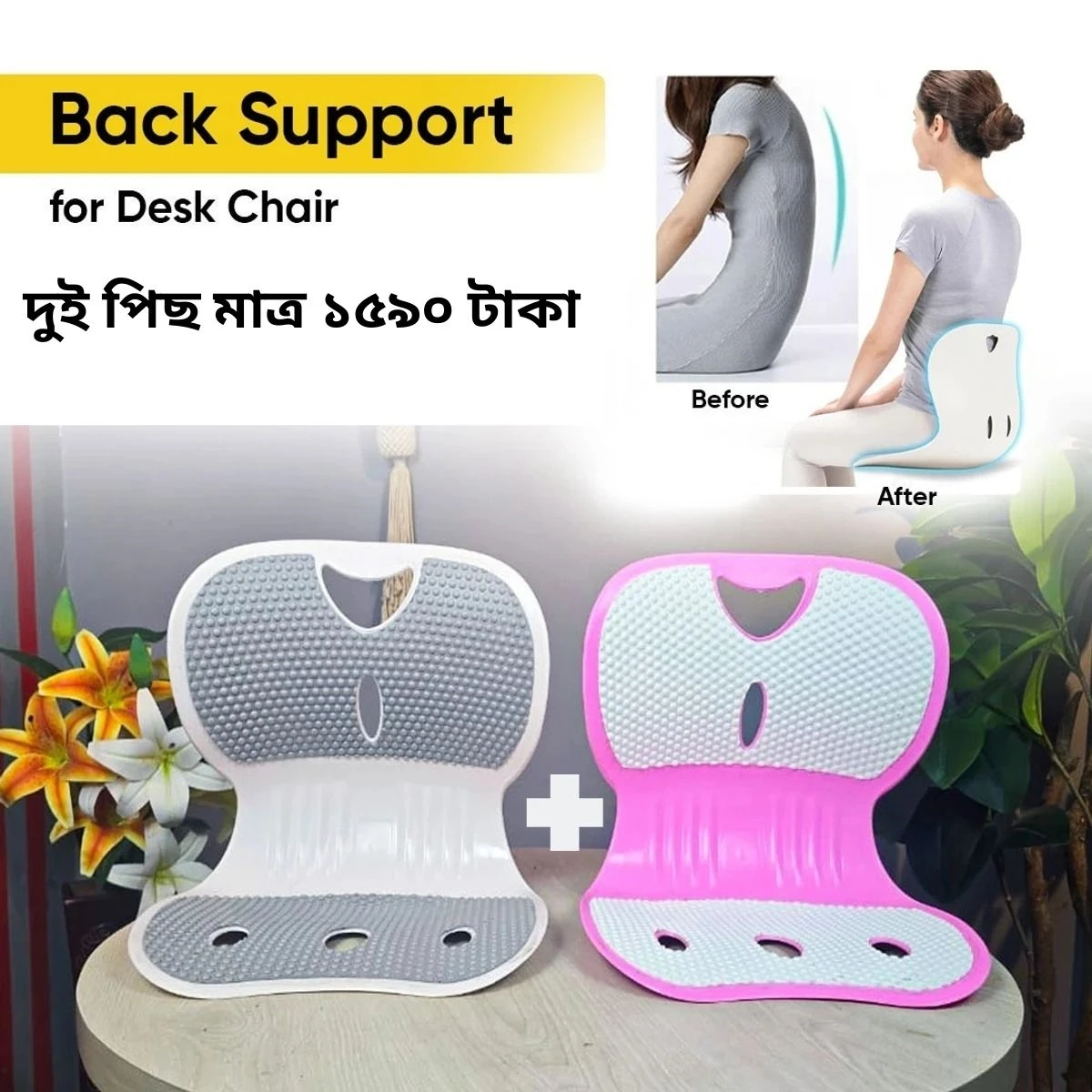 Back Support For Desk Chair - দুই পিছ