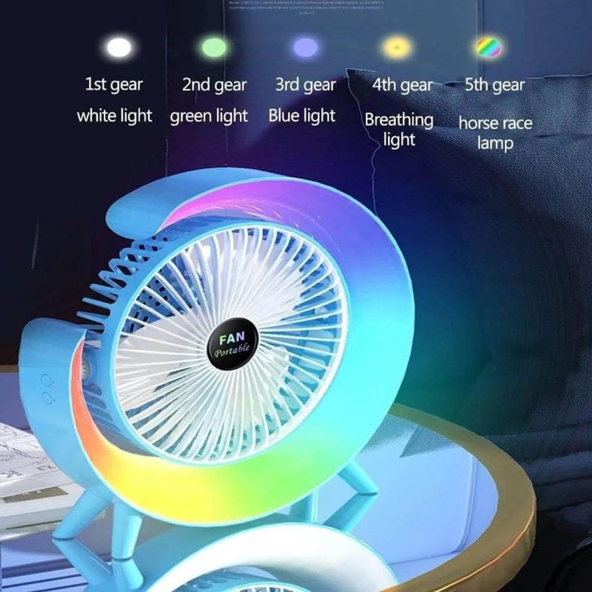 Mini Portable Desktop Fan Adjustable Colorful Fan