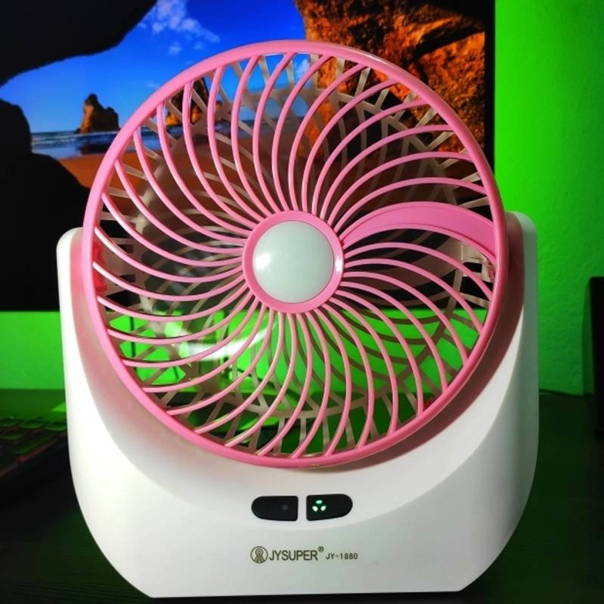 product product product product JY SUPER -JY-1880 Rechargeable Mini Table Fan With LED Light