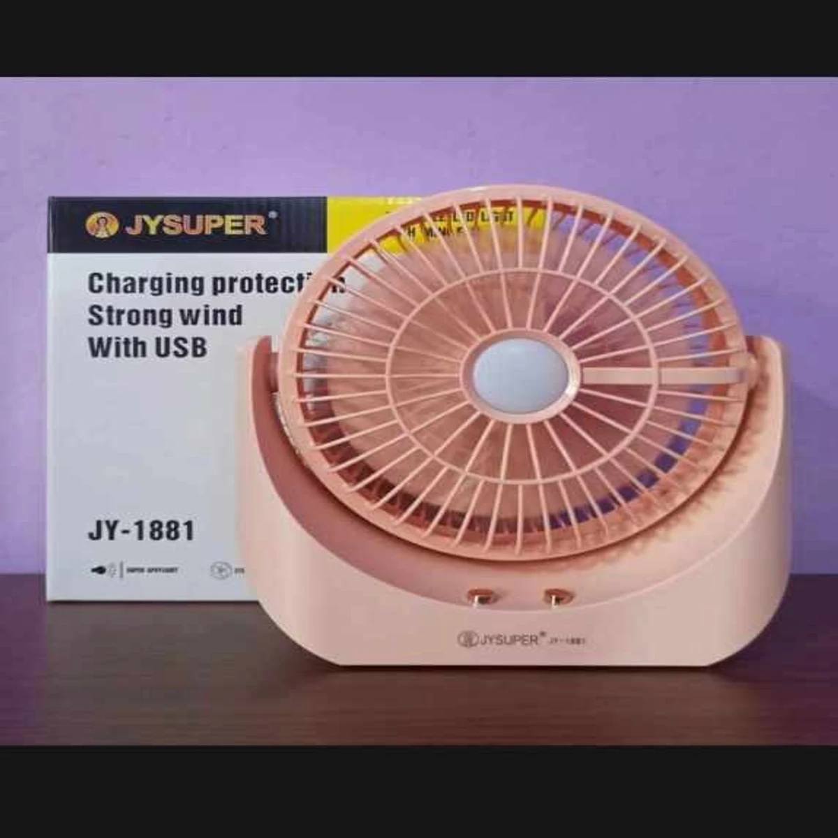 JY SUPER -JY-1880 Rechargeable Mini Table Fan With LED Light
